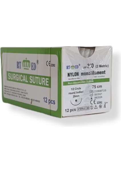 Naylon Monofilament Iplik No:3/0 Yuvarlak 1/2 20 Mm 75 Cm