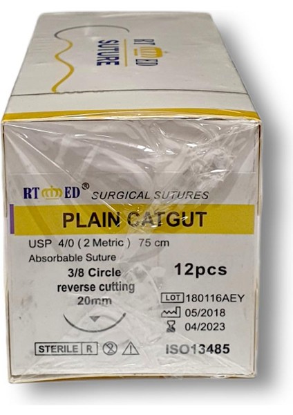 Plain Katküt 4/0 Keskin 3/8 20 Mm