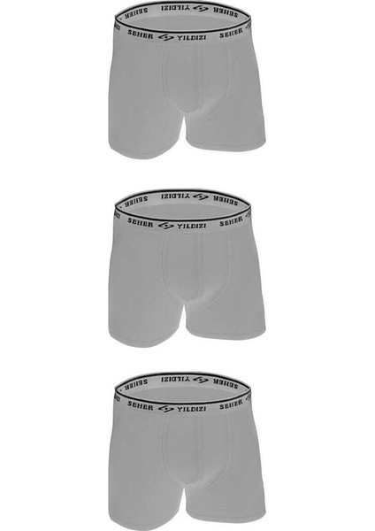 Likralı Erkek Boxer 0060 3 Lü | Gri