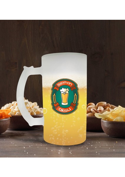 Kişiye Özel Isimli Buzlu Cam Bira Bardağı 50CL-110