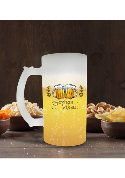 Kişiye Özel Isimli Buzlu Cam Bira Bardağı 50CL-101