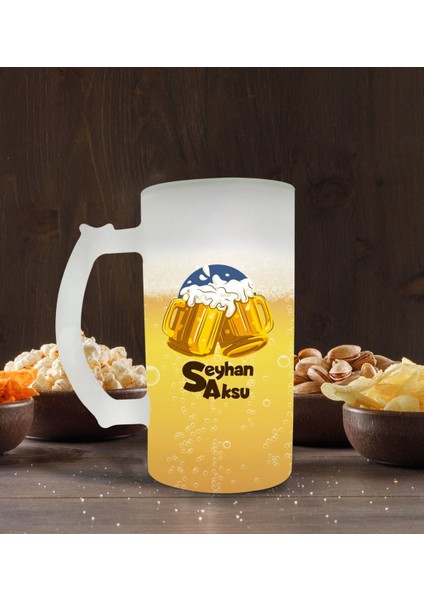 Kişiye Özel Isimli Buzlu Cam Bira Bardağı 50CL-100