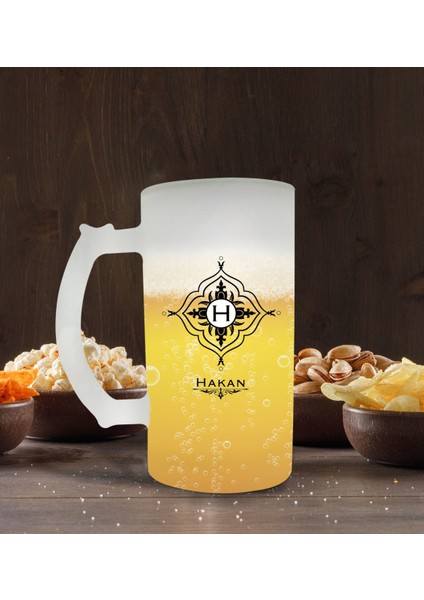 Kişiye Özel Isimli Buzlu Cam Bira Bardağı 50CL-26