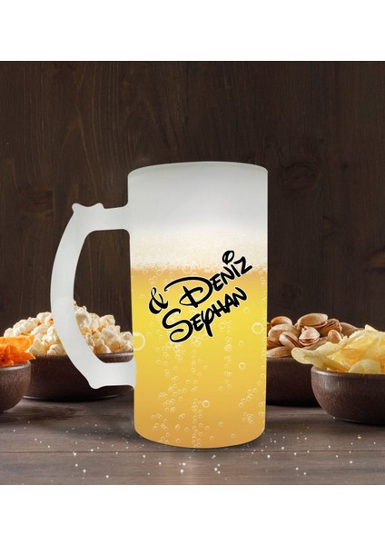 Kişiye Özel Isimli Buzlu Cam Bira Bardağı 50CL