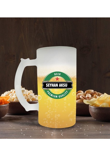 Kişiye Özel Bira Logolu Buzlu Cam Bira Bardağı 50CL-6