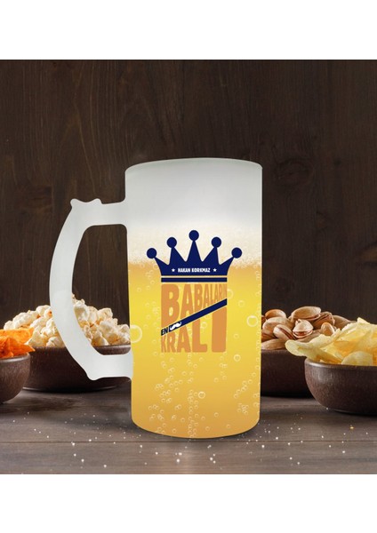 Kişiye Özel Babaların Kralı Tasarımlı Buzlu Cam Bira Bardağı 50CL-2