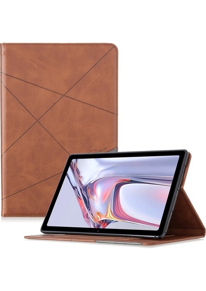 Samsung Galaxy Tab A7 10.4 Için Geometrik Desen Tasarım Deri Tablet Kılıfı (Yurt Dışından)