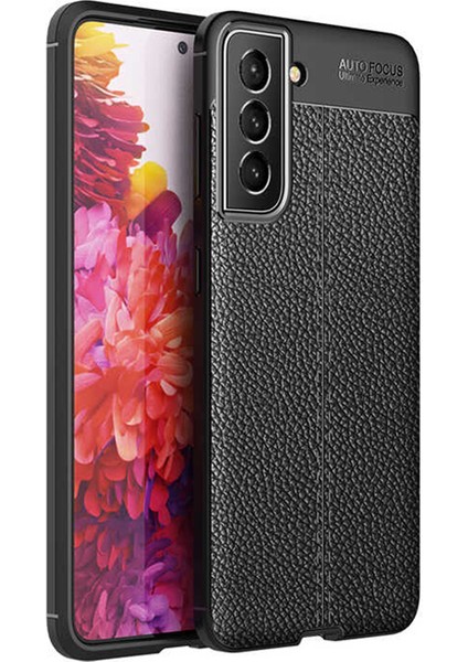 Casestreet Samsung Galaxy S22 Plus Kılıf Niss Silikon Deri Görünümlü Siyah