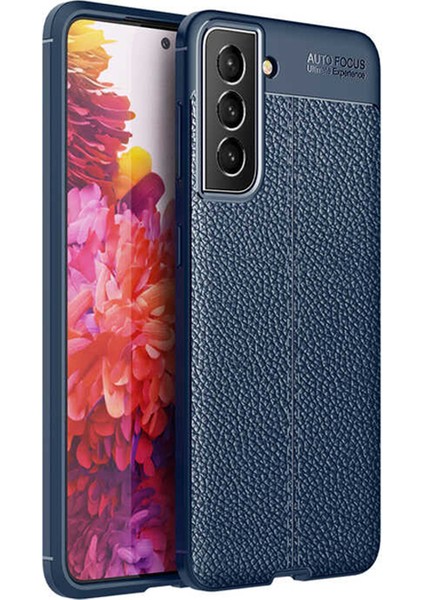 Casestreet Samsung Galaxy S22 Plus Kılıf Niss Silikon Deri Görünümlü Lacivert