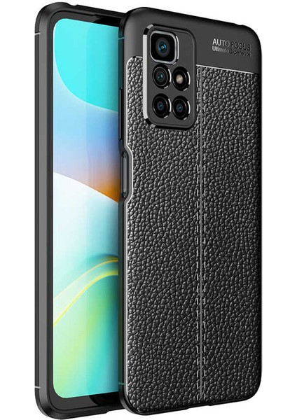 Casestreet Xiaomi Redmi Note 11 4g Kılıf Niss Silikon Deri Görünümlü Kamera Korumalı+Nano Glass Siyah