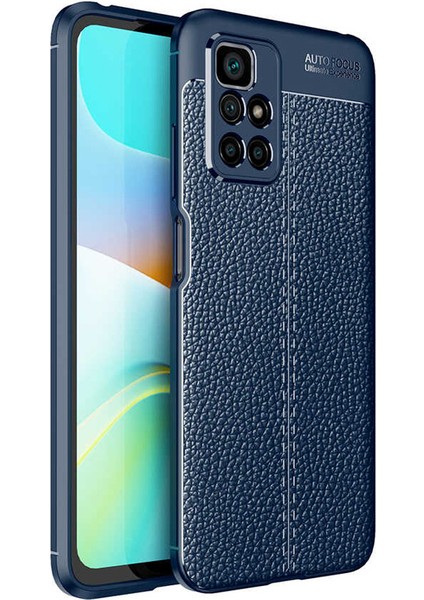 Casestreet Xiaomi Redmi Note 11 4g Kılıf Niss Silikon Deri Görünümlü Kamera Korumalı+Nano Glass Lacivert