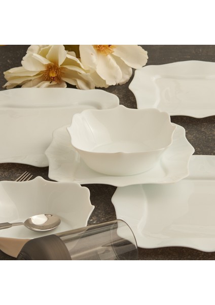 Olivia 18 Parça Beyaz Opal Cam Yemek Takımı 6 Kişilik Şık Tasarım modelleri