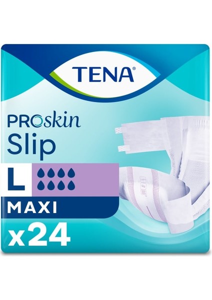 Slip Maxi Bel Bantlı Hasta Bezi, Büyük Boy (L), 8 Damla, 24'Lü 3 Paket 72 Adet