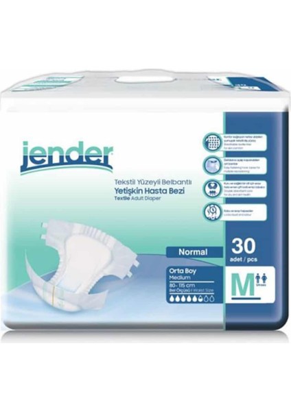 Tekstil Yüzeyli Bel Bantlı Yetişkin Hasta Bezi Medium 30'Lu 4 Paket 120 Adet