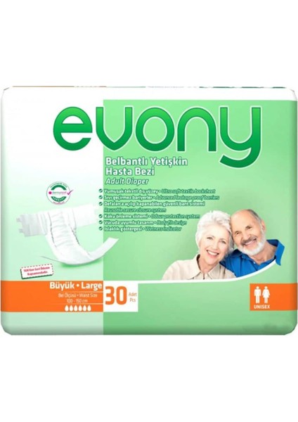 Bel Bantlı Yetişkin Hasta Bezi Large 30'Lu 8 Paket 240 Adet
