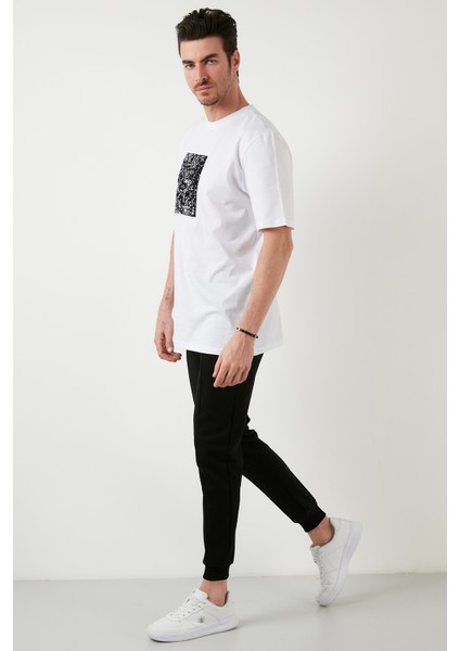 Pamuklu Oversize Bisiklet Yaka T Shirt Erkek T Shirt 5727400