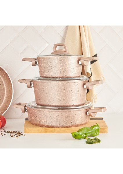 Biogranit Pink 7 Parça Tencere Seti modelleri