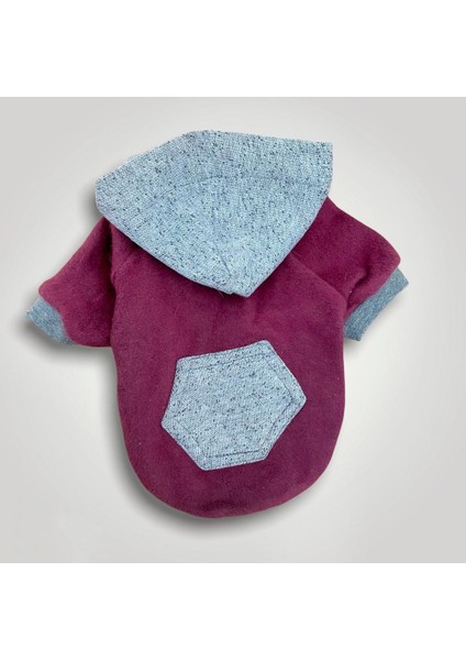 Burgundy Gray Kapşonlu Sweatshirt Kedi Kıyafeti fırsatları