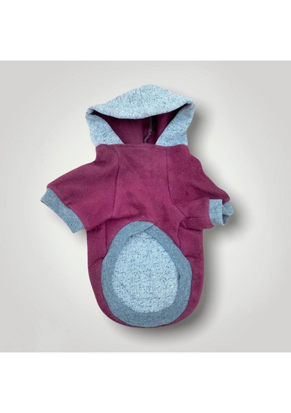 Burgundy Gray Kapşonlu Sweatshirt Kedi Kıyafeti indirimleri