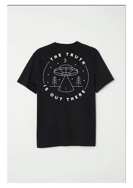 Ufo Baskılı Pamuk Beyaz T-Shirt S Beden - 947