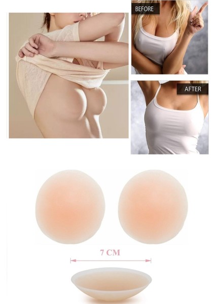 Kadın Göğüs Ucu Gizleyici Kapatıcı Yapışkanlı Slikon Pad - Nipple Pad Çapı: 7cm