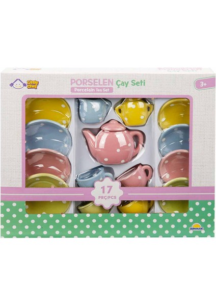Porselen Çay Takımı 17 Parça - Pauntiye Desenli
