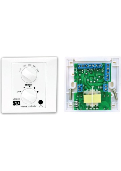 Vsk 6e Hbu Hasta Başı Müzik Dinleme Ünitesi 6W/100V 5 Kanal Seçici ve 5 Kademeli Volum Kontrol, Kulaklık Girişi, 24V Röleli