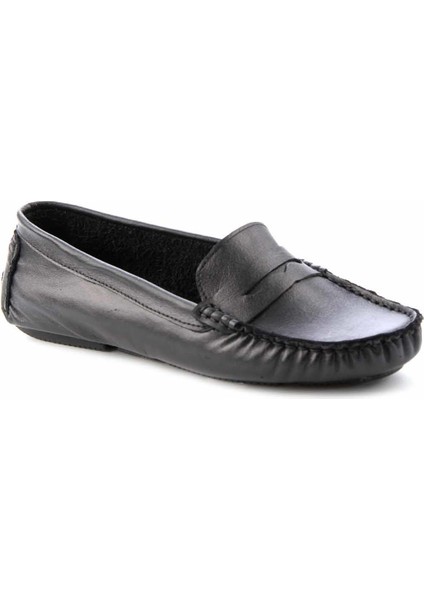 Siyah Deri Kadın Loafer Ayakkabı K01671300203 fiyatları