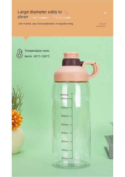 Yaratıcı Ölçekli Bardak Büyük Kapasiteli Açık Şeffaf Su Bardağı 2000ML