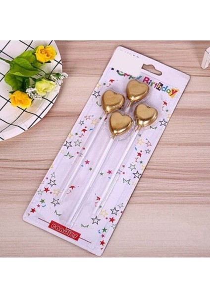 Gold Kalp Şekilli Mum 4'lü