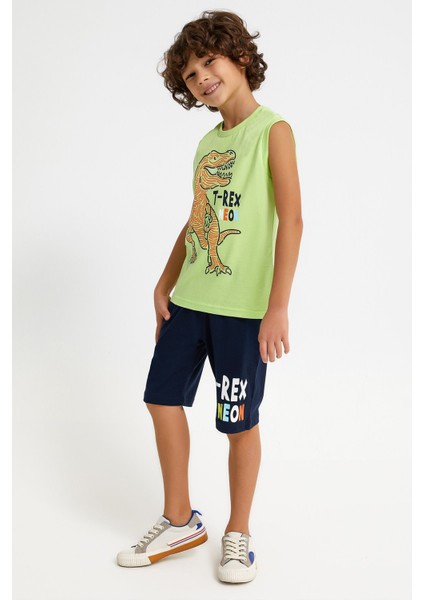 T-Rex Lime Erkek Çocuk Bermuda Takım