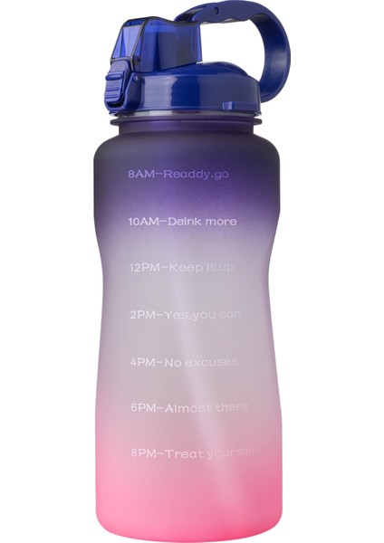 2L Saat İşaretli ve Motivasyon Yazılı Su Şişesi - Pudra Pembe (Yurt Dışından)