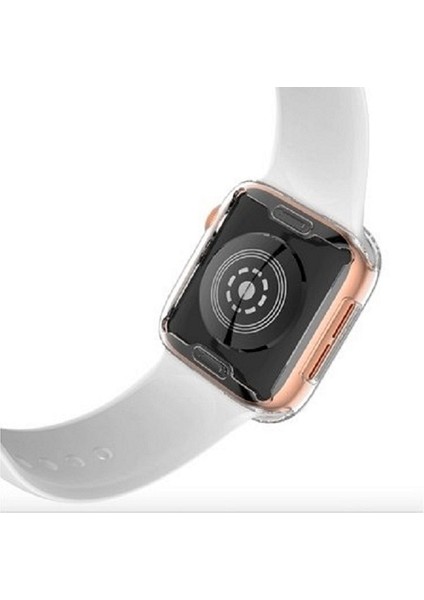 Apple Watch Uyumlu 1 2 3 4 5 6 Se Serisi ( 40MM ) 360 Tam Koruma Şeffaf Silikon Kılıf Premium Model