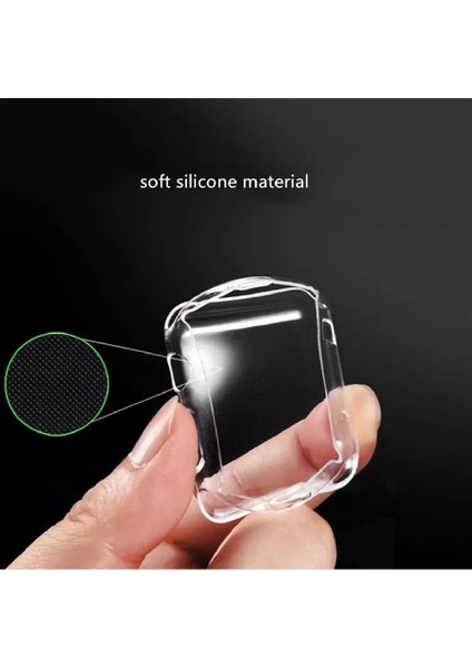 Apple Watch Uyumlu 7 Serisi ( 45MM ) 360 Tam Koruma Şeffaf Silikon Kılıf Premium Model fiyatları