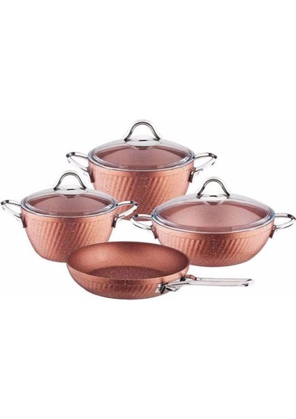 Granit 7 Parça Tencere Seti Metal Sap Rose