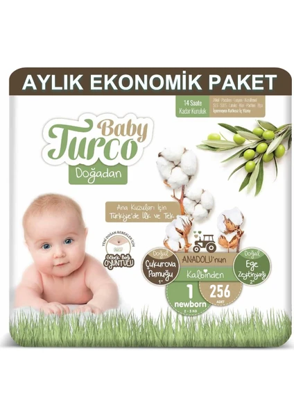 Baby Turco Bebek Bezi Aylık Paket 1 Numara 2-5 kg 256'lı