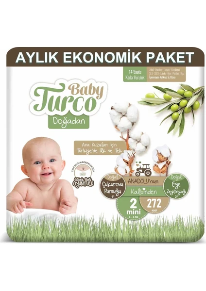 Baby Turco Bebek Bezi Aylık Paket 2 Numara 3-6 kg 68X4 272 Adet.