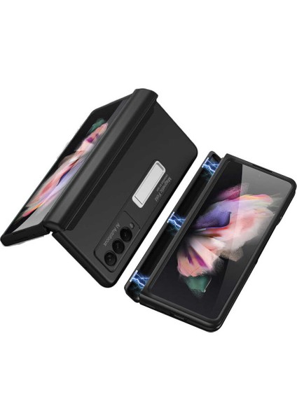 - Galaxy Z Fold 3 Uyumlu Kılıf 360 Full Koruyucu Pu Tasarımlı M-Magnet Kılıf