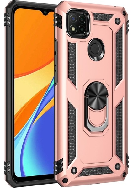 Xiaomi Redmi 9c Için Yüzük Tutuculu Pc + Tpu Telefon Kılıfı - Pembe Altın (Yurt Dışından)