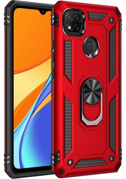 Xiaomi Redmi 9c Için Yüzük Tutuculu Pc + Tpu Telefon Kılıfı - Kırmızı (Yurt Dışından)