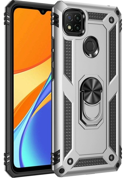 Xiaomi Redmi 9c Için Yüzük Tutuculu Pc + Tpu Telefon Kılıfı - Gümüş (Yurt Dışından)