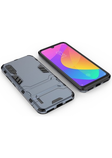 Xiaomi Mi CC9E Plastik + Tpu Hibrit Telefon Kılıfı ile Yüzük Tutucu - Koyu Mavi (Yurt Dışından)