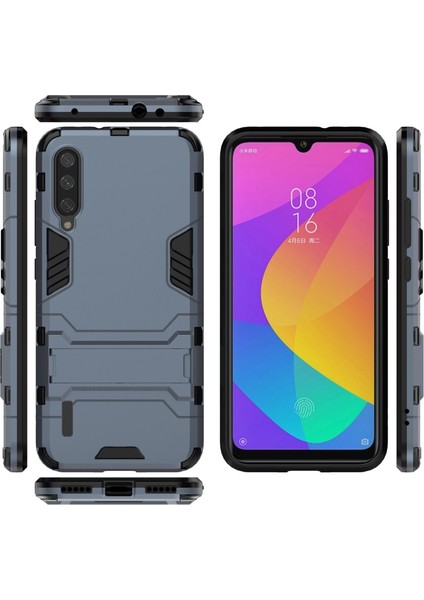 Xiaomi Mi CC9E Plastik + Tpu Hibrit Telefon Kılıfı ile Yüzük Tutucu - Koyu Mavi (Yurt Dışından)