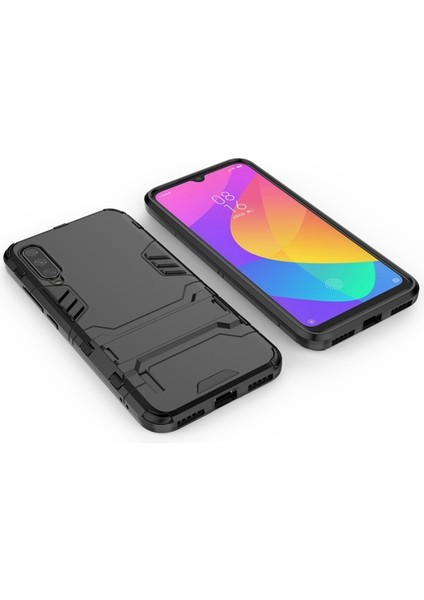 Xiaomi Mi CC9E Plastik + Tpu Hibrit Telefon Kılıfı ile Yüzük Tutucu - Siyah (Yurt Dışından)