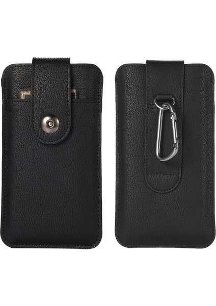 Apple iPhone 12 Mini Için Pu Deri Koruyucu Kart Yuvalı Kılıf 17.8 x 9.8cm - Siyah (Yurt Dışından)