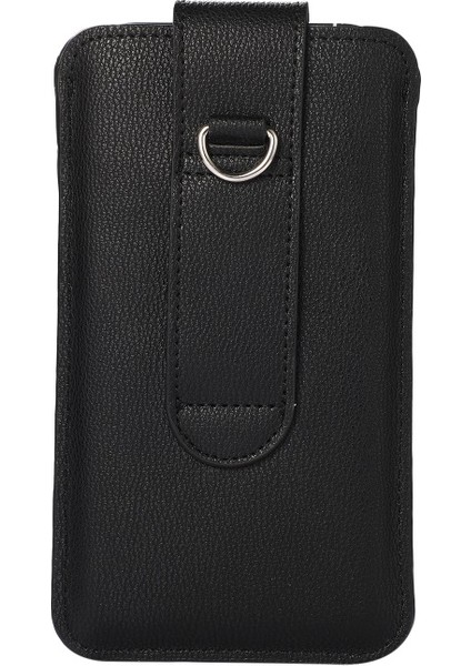 Apple iPhone 12 Mini Için Pu Deri Koruyucu Kart Yuvalı Kılıf 17.8 x 9.8cm - Siyah (Yurt Dışından)