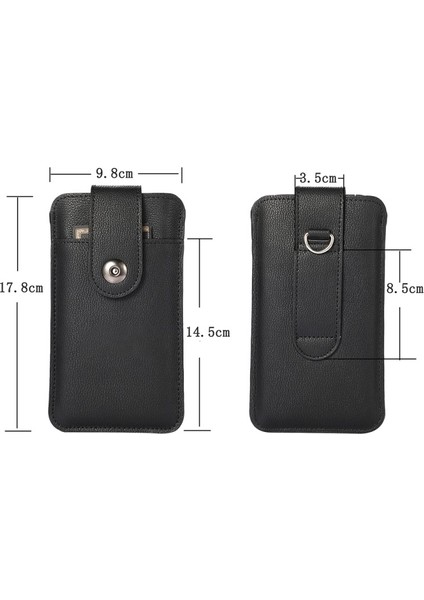 Apple iPhone 12 Mini Için Pu Deri Koruyucu Kart Yuvalı Kılıf 17.8 x 9.8cm - Siyah (Yurt Dışından)