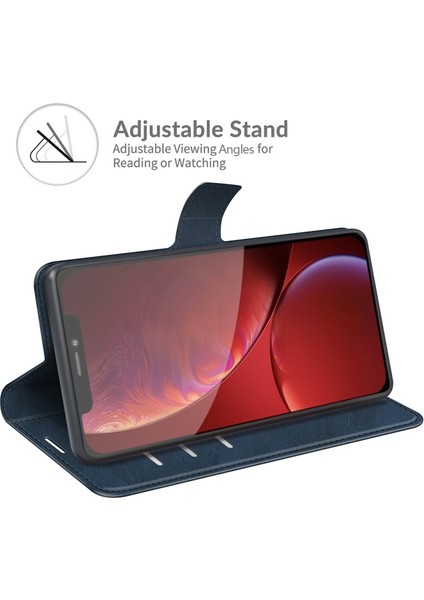 Apple iPhone 13 Pro Max Için Pu Deri Standlı Manyetik Tokalı Telefon Kılıfı - Mavi (Yurt Dışından)