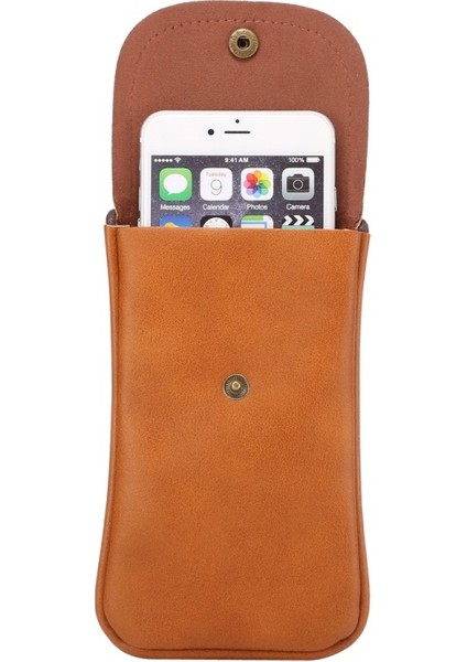 Apple iPhone 8 Plus / x / 8/ 6s Plus Için Kayışlı Pu Deri Telefon Kılıfı 16.5 x 9.5cm - Kahverengi (Yurt Dışından) indirimleri