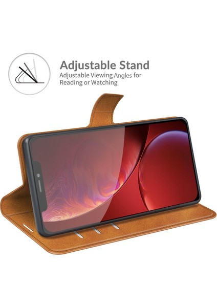 Apple iPhone 13 Pro Max Için Pu Deri Standlı Manyetik Tokalı Telefon Kılıfı - Turuncu (Yurt Dışından)